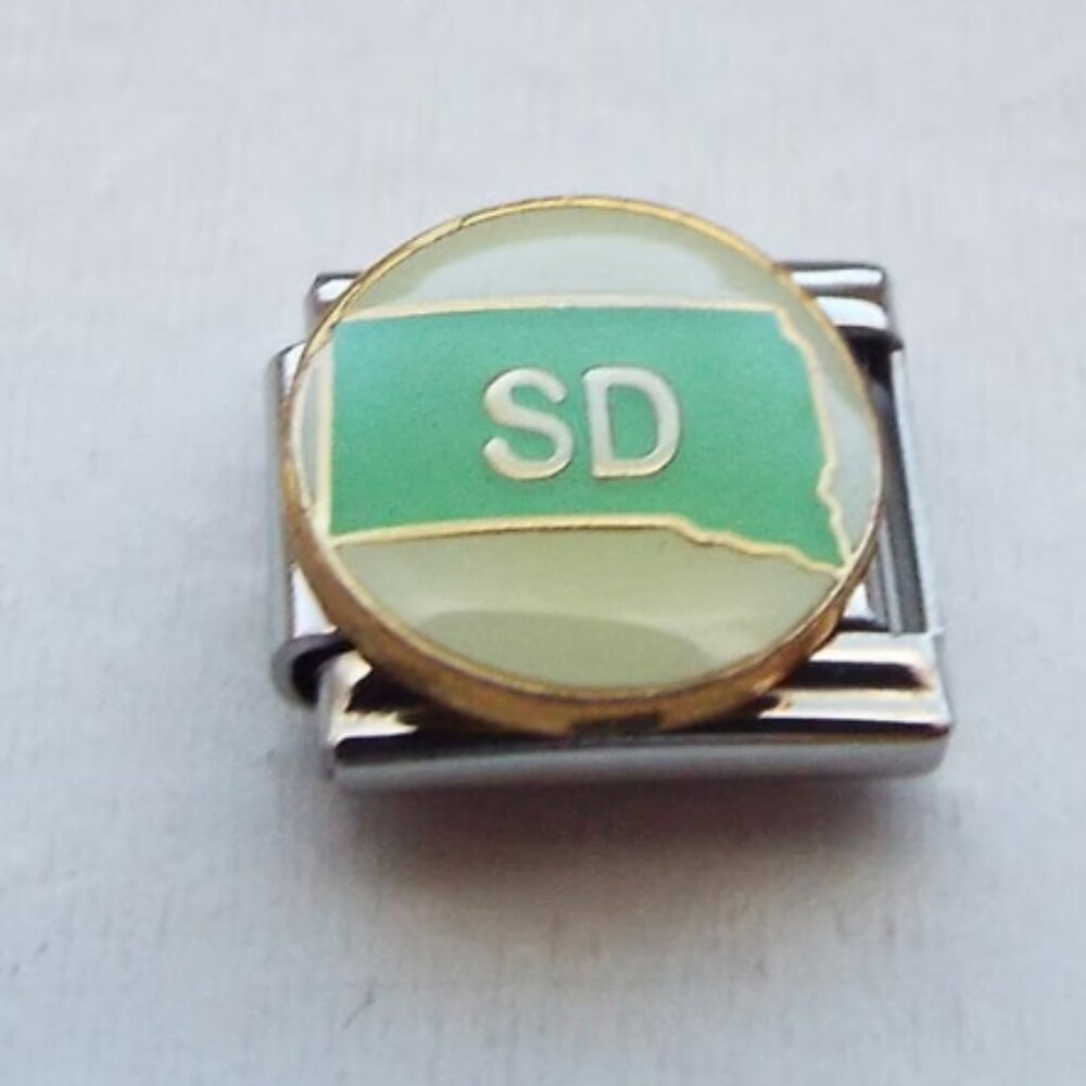 South Dakota on white enamel 9mm stainless steel italian charm bracelet link new